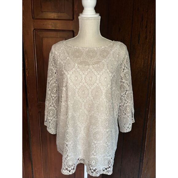 Ruby Rd.‎ Women's Lace Knitted Blouse Top - Attached Camisole XL  EUC - Picture 1 of 6